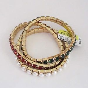 Pearl red green and gold bracelet from INC